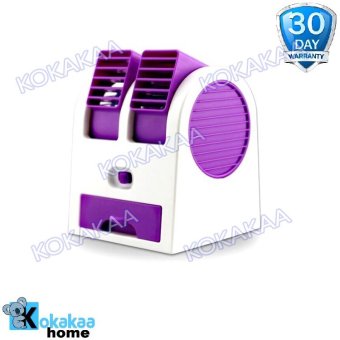 Kokakaa Mini AC Double Blower Cooling Fan Portable Battery Bundle - Ungu  