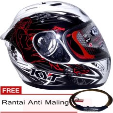 KYT RC7 66609 (Putih Hitam Merah) +Gratis Rantai Anti Maling