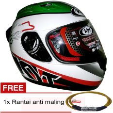 KYT RC7 66615 (Putih Hijau Merah Hitam) +Gratis Rantai Anti Maling