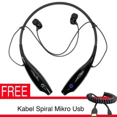 LG Tone HBS 730 - Bluetooth Stereo Headset - Hitam + Free Kabel Charger Spiral