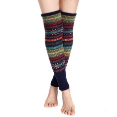 Long Knee High Winter Wool Knit Crochet Leg Warmer 5 Colors (Navy Blue) (Intl)