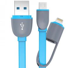 Magic 2 in 1 Duo Cable Lightning and Micro USB Cable for Android / iOS - Round Split Back Model - Blue