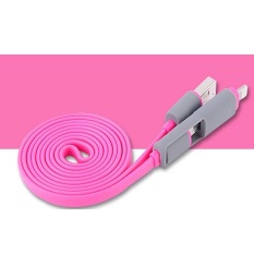 Magic 2 in 1 Duo Cable Lightning and Micro USB Cable for Android / iOS - Split Back Model - Magenta