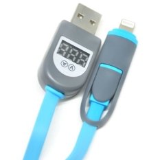 Magic 2 in 1 Duo Cable Lightning and Micro USB Cable with LCD for Android / iOS 8 - Blue