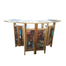 Mayasa Gallery Recycled Boat Wood Folding Bar Table Retro Vintage Furniture / Meja Bar Lipat Limbah Perahu - Natural