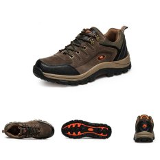 Men Hiking Shoes Non-Slip Waterproof Climbing Outdoor Running Footwear Brown (Intl)