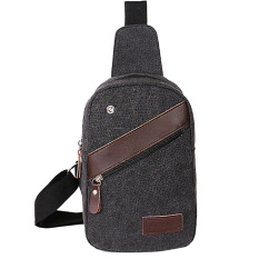 Men Sports Travel Outdoor Canvas Multipurpose Satchel Shoulder Bag Chest Pack Crossbody Bag Pocket Pouch with Adjustable Belt and Earphone Hole for iPhone Samsung HTC MP3 and Cell Phone Tablet S Black - INTL
