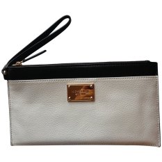 Michael Kors Jet Set Item Leather Large Zip Clutch Wristlet Optic White Black IW9795190N0 (Intl)