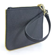 Michael Kors Jet Set Travel Specchio Black Gold Leather Small Wristlet IFS000192501 (Intl)