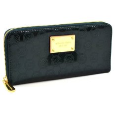 Michael Kors Jet Set Zip Around Continental Monogram Patent Leather Wallet Clutch Hunter Green IFS000132992 (Intl)