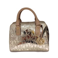Michael Kors Pale Gold Monogram Mirror Pvc Leather Small Satchel Bag Purse IFS00068925 (Intl)