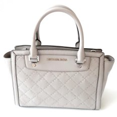 Michael Kors Selma Medium Micro Stud Satchel (Pearl Grey)