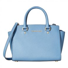 Michael Kors Selma Medium Saffiano Leather Satchel – Blue
