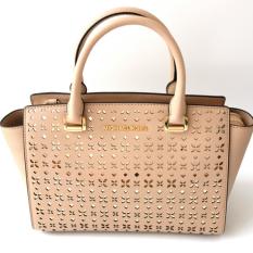 Michael Kors Selma Perforated Medium Satchel (Bisque)