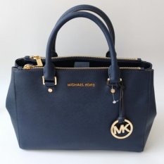 Michael Kors Sutton Medium Saffiano Leather Satchel - Navy