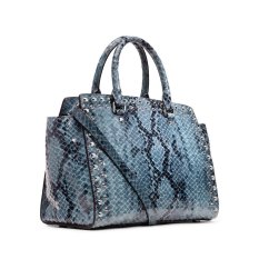 Michael Michael Kors Selma Jewel Large Python-Embossed Top Zip Satchel Denim IFS000173938 (Intl)