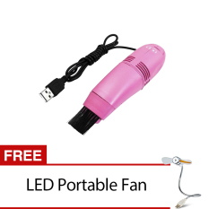 Mini Vacuum Cleaner - Pink Free LED Portable Fan