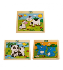 MOMO Toys Puzzle Kayu Hewan Isi 3 Pcs - Mainan Edukasi Kayu