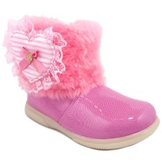 Momoyo Sepatu Boot Anak Perempuan Love Bulu Zipper - Pink