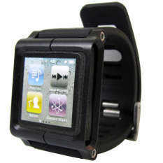 Multi-Touch Watch Band Aluminum Cover Case for iPod Nano 6 6th Black- INTL