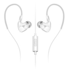 New in-ear Headsets Hi-Fi Headphones Diamond Double Unit Sport Running Headphone Studio Music with Microphone (White) - Intl
