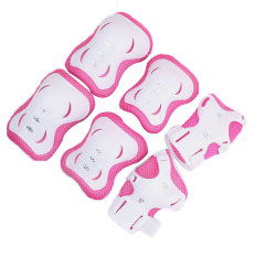 niceEshop 3 Sets Children Fuchsia White Elbow Wrist Knee Protective Sport Pad Support