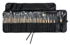 niceEshop Wood Makeup Brushes Kit Professional Cosmetic Make Up Set with Black Bag Burlywood 32-piece Set - Intl