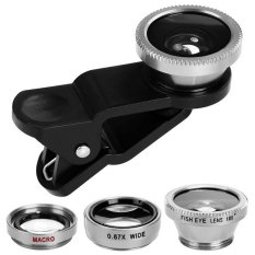 OEM Cyber Universal 3 in1 Fisheye Wide Angle Macro Camera Lens Kit Clip On for Mobile Cell Phone (Silver)