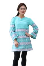 Oktovina-HouseOfBatik Blus Lengan Panjang Batik Katun - Femme Batik BLPKE-3A - Tosca