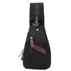 Outdoor Canvas Multipurpose Men Sports Travel Shoulder Bag Chest Pack Crossbody Bag Pocket Pouch with Adjustable Belt and Earphone Hole for iPhone Samsung HTC MP3 and Cell Phone Tablet Black (Intl)