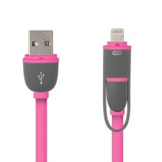 Platinum 2 in 1 Duo Magic Cable Lightning and Micro USB Cable for Android & iOS 8 - Rose