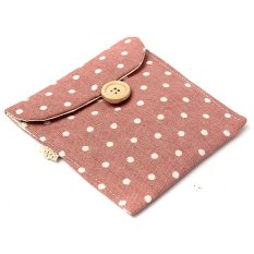 Polka Dot Pad Napkin Storage Travel Makeup Bag Case Pouch Wallet Pink