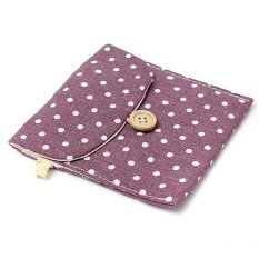 Polka Dot Pad Napkin Storage Travel Makeup Bag Case Pouch Wallet Purple