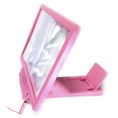 Portable 3D Mobile Phone Screen Protect Eyes Magnifier HD Video Amplifier with Foldable Holder Stand and Stereo Speakers for iPhone 6 6 Plus 5s Samsung Galaxy S6 S5 S4 S3 HTC Pink - Intl