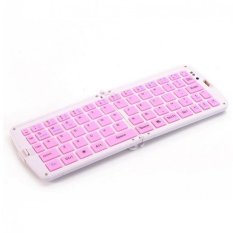 Portable Foldable Bluetooth Keyboard Mini Wireless Keyboard Pink (Intl)
