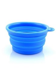 Portable Pet Dog Bowl Silicone Collapsible Feeding Water Feeder Bowl Dish for Travel , Blue (Intl)