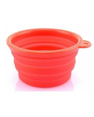 Portable Pet Dog Bowl Silicone Collapsible Feeding Water Feeder Bowl Dish for Travel , Red (Intl)