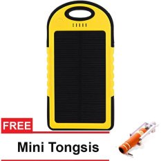 Power Bank Solar Cell Tenaga Surya 8800mAh Kuning Free Mini Tongsis
