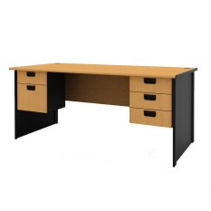 Prissilia Meja Kantor Necro Office Desk 180 w/ 2 3 Drawers Beech