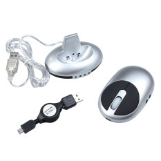 Rechargeable 2.4GHz Wireless Optical Mouse Receiver with USB Hub (Silver) (Intl)