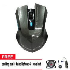 Rexus RX-110 Mouse Gaming Wireless - Abu-Abu + Gratis Cooling Pad + Kabel + USB HUB