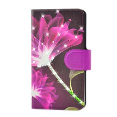 Rhinestone Hot Pink Lotus Flower Design Card Slot Magnetic PU Leather Flip Case Cover Compatible For LG Optimus L9 P760 P765