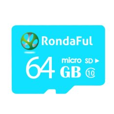 Rondaful blue micro sd card 64GB class10 Real capacity storage memory card TF card for camera