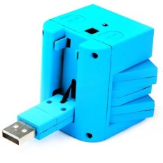 Rotatable 7 Ports USB 2.0 Hub with DC 5V Power Port USB Cable for Mobile Phone Mouse Keyboard PC Other USB Devices (BLUE)