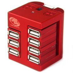 Rotatable 7 Ports USB 2.0 Hub with DC 5V Power Port USB Cable for Mobile Phone Mouse Keyboard PC Other USB Devices (RED)