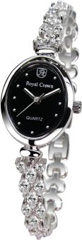 royal crown jam tangan wanita hitam silver stainless royal crown jam tangan wanita hitam silver stainless
