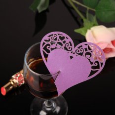 S & F 50PCS Fashion Heart-shaped Wine Glass Place Card Wedding Party Decor Purple - Intl