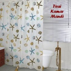 Sakura Tirai Kamar Mandi Motif Kerang Bintang Laut
