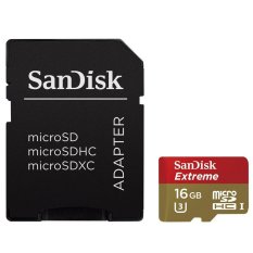 SanDisk Extreme microSDHC Card UHS-I 3 Class 10 (60MB/s) 16GB with SD Card Adapter