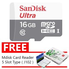 SanDisk Ultra Micro SD HC class 10 48MB/s - 16GB + Gratis Mdisk Card Reader Type 5 Slot (J102)